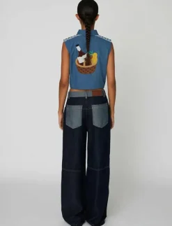Stella Nova Out Of Office Embroidered Top - Jeansvästar|Kvinnor Denimkläder|Västar