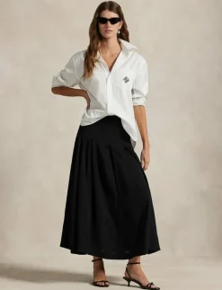 Kvinnor Polo Ralph Lauren Blusar & Skjortor|Oversize Fit Logo Cotton Shirt - Långärmade