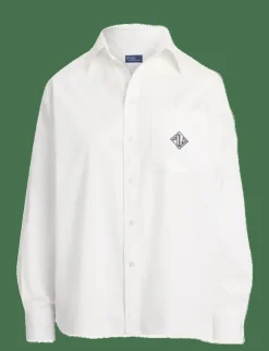 Kvinnor Polo Ralph Lauren Blusar & Skjortor|Oversize Fit Logo Cotton Shirt - Långärmade
