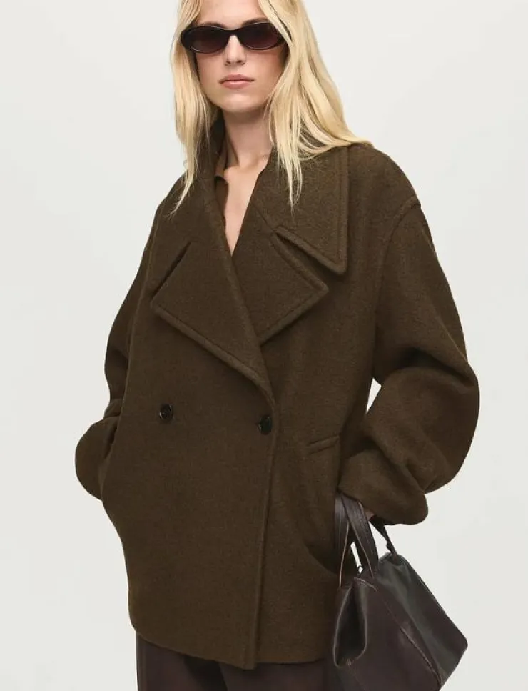 Kvinnor Mango Jackor & Kappor|Oversized wool coat with maxi lapels - Ullkappor
