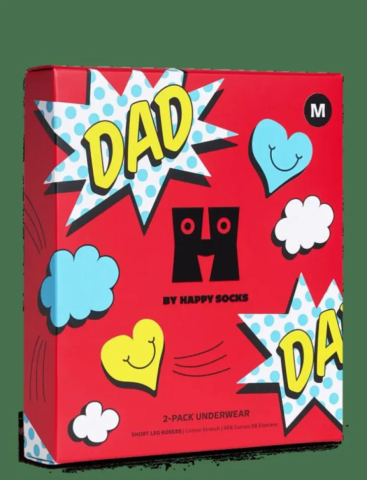 Happy Socks 2-Pack Super Dad Short Boxers Gift Set - Boxershorts| Kalsonger