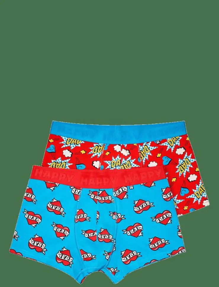 Happy Socks 2-Pack Super Dad Short Boxers Gift Set - Boxershorts| Kalsonger