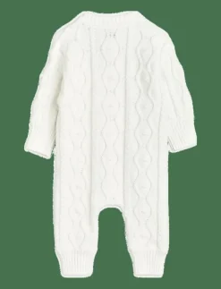 Barn Mini Rodini Bodysuits|Panda texture knit baby onesie - Långärmad bodysuit