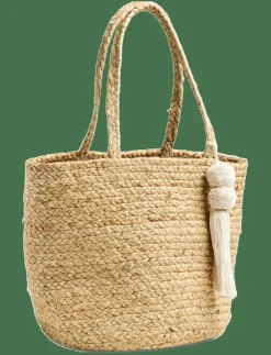 Kvinnor Pieces Strandväskor|PCLUNAS JUTE SHOPPER - Strandväskor