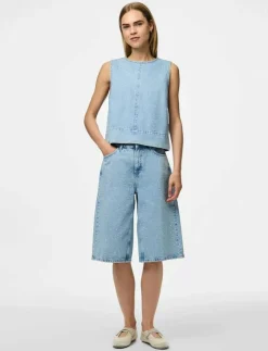 Kvinnor Pieces Shorts|PCNOEL MW DENIM JORTS D2D PP - Jeansshorts
