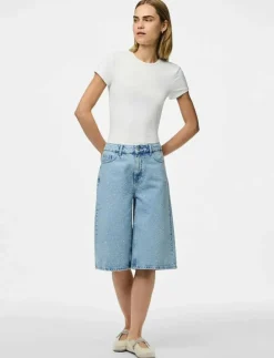 Kvinnor Pieces Shorts|PCNOEL MW DENIM JORTS D2D PP - Jeansshorts