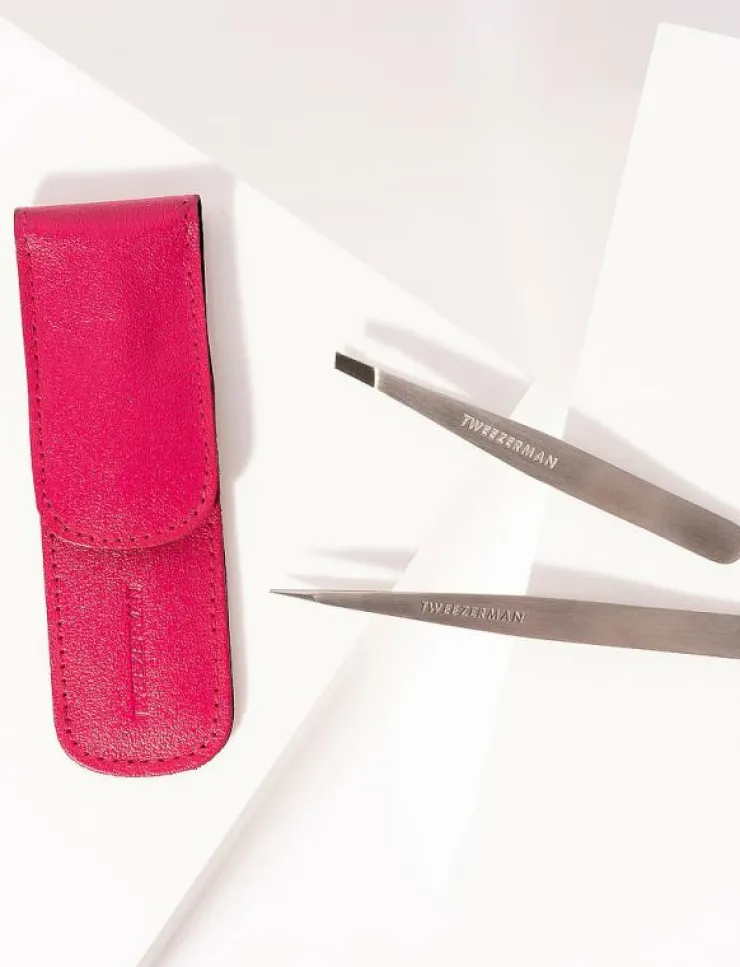 Kvinnor Tweezerman Smink|Petite Tweeze Set With Pink Case - Sminkborste