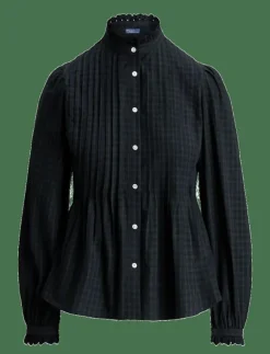 Kvinnor Polo Ralph Lauren Blusar & Skjortor|Pintucked Plaid Cotton Shirt - Långärmade