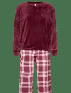Hunkemöller PJ SET LS VELOURS CHECK - Pyjamas|Kvinnor Pyjamas & Loungewear