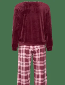 Hunkemöller PJ SET LS VELOURS CHECK - Pyjamas|Kvinnor Pyjamas & Loungewear