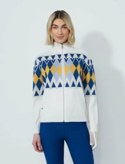 Kvinnor Daily Sports Sweatshirts|Placed Argyle Cardigan lined - Stickat