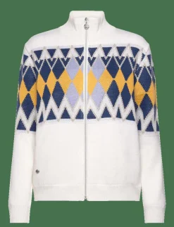Kvinnor Daily Sports Sweatshirts|Placed Argyle Cardigan lined - Stickat