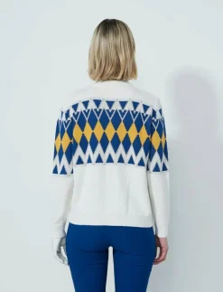Kvinnor Daily Sports Sweatshirts|Placed Argyle Cardigan lined - Stickat