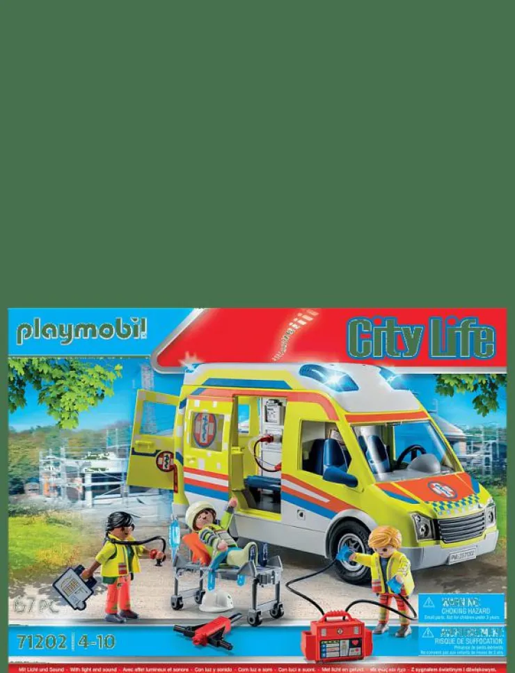 PLAYMOBIL City Life Ambulans med ljus och ljud - 71202 - City Life|Barn Playmobil Leksaker