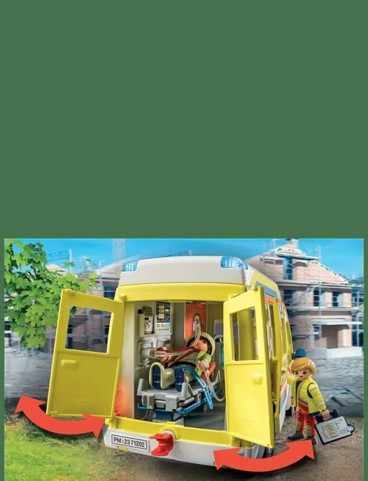 PLAYMOBIL City Life Ambulans med ljus och ljud - 71202 - City Life|Barn Playmobil Leksaker