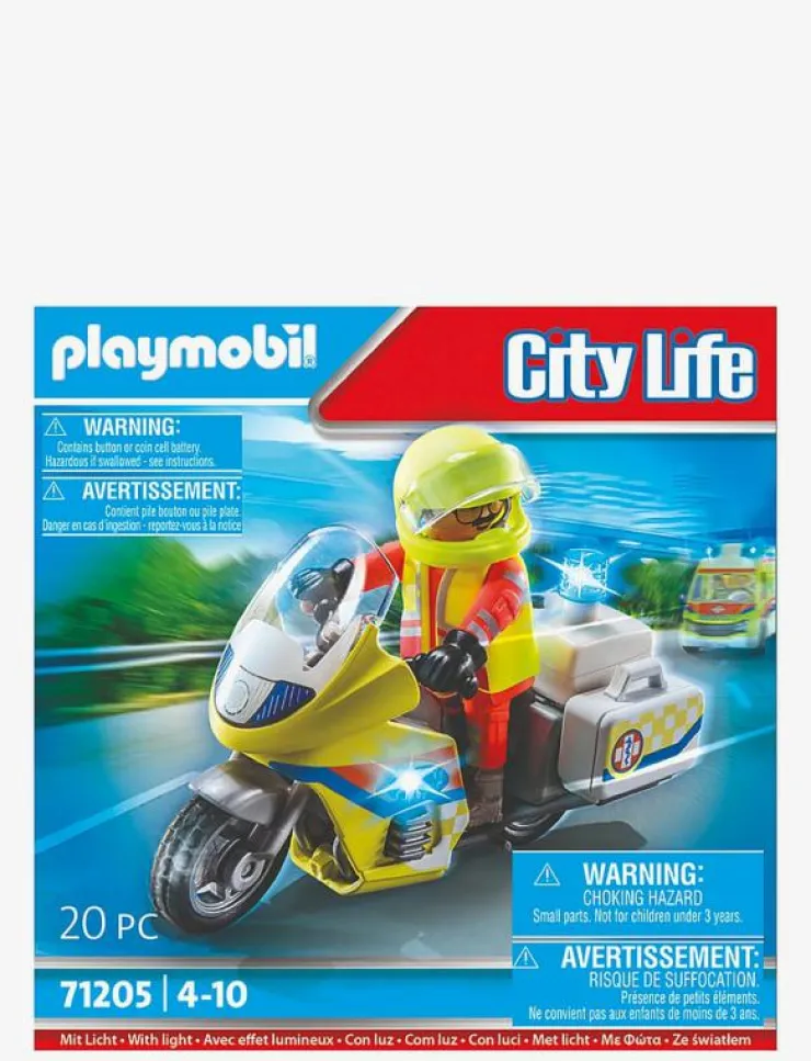 Barn PLAYMOBIL Playmobil Leksaker|City Life Rescue Motorcycle with Flashing Light - 71205 - City Life