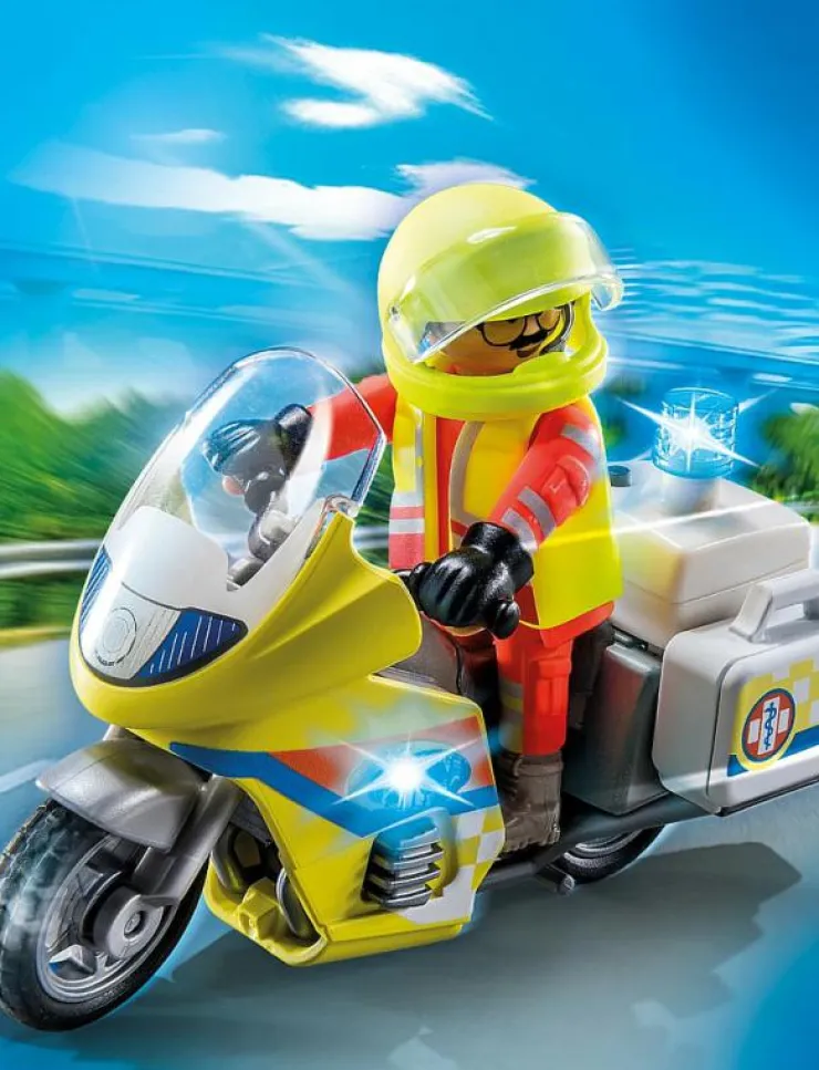 Barn PLAYMOBIL Playmobil Leksaker|City Life Rescue Motorcycle with Flashing Light - 71205 - City Life