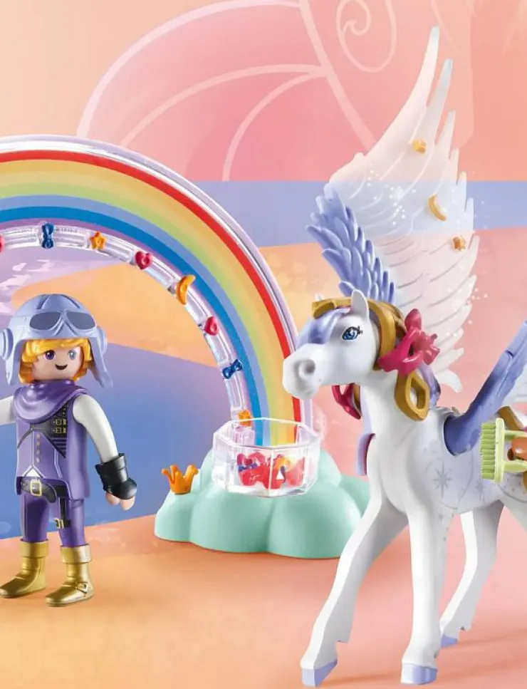 PLAYMOBIL Princess Magic Pegasus with Rainbow in the Clouds - 71361 - Princess Magic|Barn Playmobil Leksaker