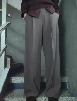 Kvinnor Mango Plus Size & Curvy|Byxor|Pleated wide leg trousers - Vida byxor