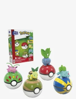 Barn Mega Klossar & Byggsatser|Pokémon Grass-Type Trainer Team Building Toy Kit, 4 Action Figures (118 Pieces) for Kids - Byggsats