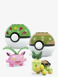Barn Mega Klossar & Byggsatser|Pokémon Grass-Type Trainer Team Building Toy Kit, 4 Action Figures (118 Pieces) for Kids - Byggsats