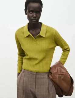 Kvinnor Mango Kläder|Polo-neck ribbed sweater - Pikéer