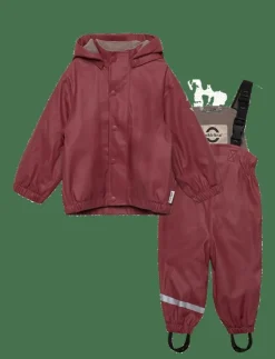 Barn mikk-line Regnkläder|Pu Rain Set w. Fleece/Susp. 104 Rec - Regnställ