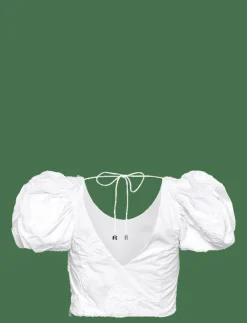 Kvinnor ROTATE Birger Christensen T-Shirts & Toppar|PUFF SLEEVE COTTON TOP - T-shirts