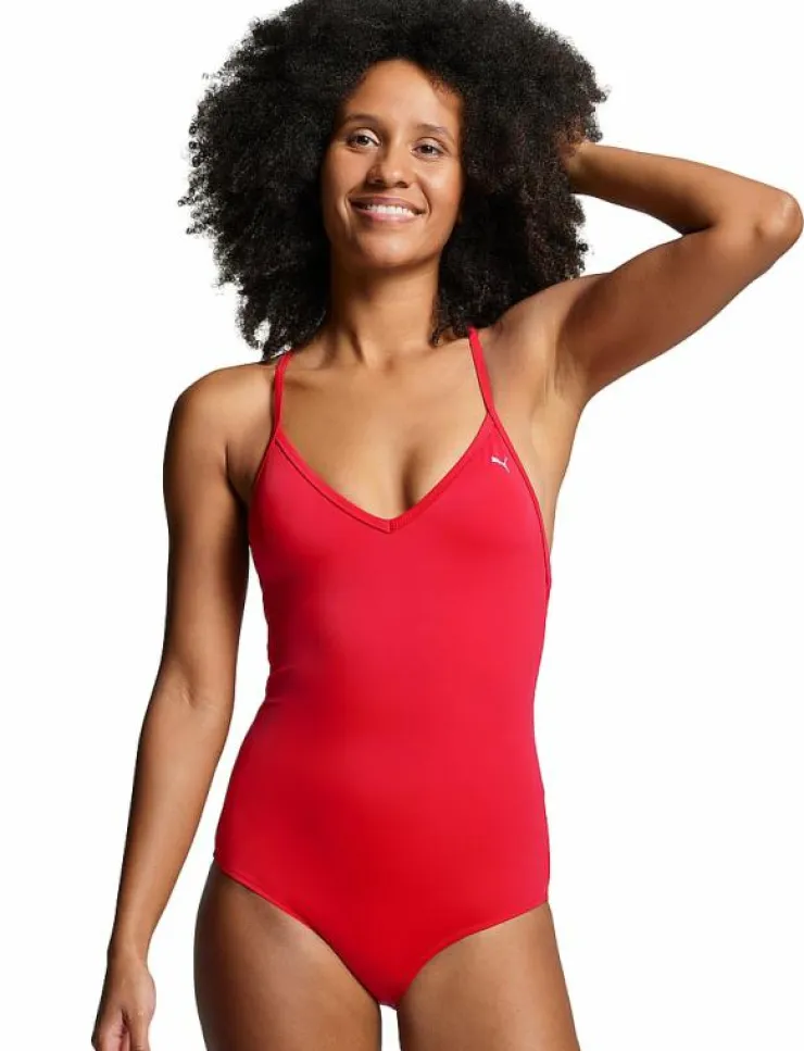 Puma Swim WOMEN VNECK PADDED SWIMSUIT 1P - Baddräkter|Kvinnor Badkläder