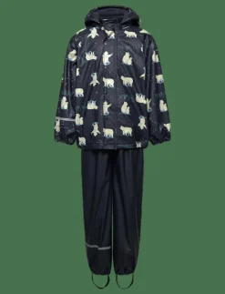 CeLaVi Rainwear Set - AOP, w. fleece - Regnställ|Barn Regnkläder