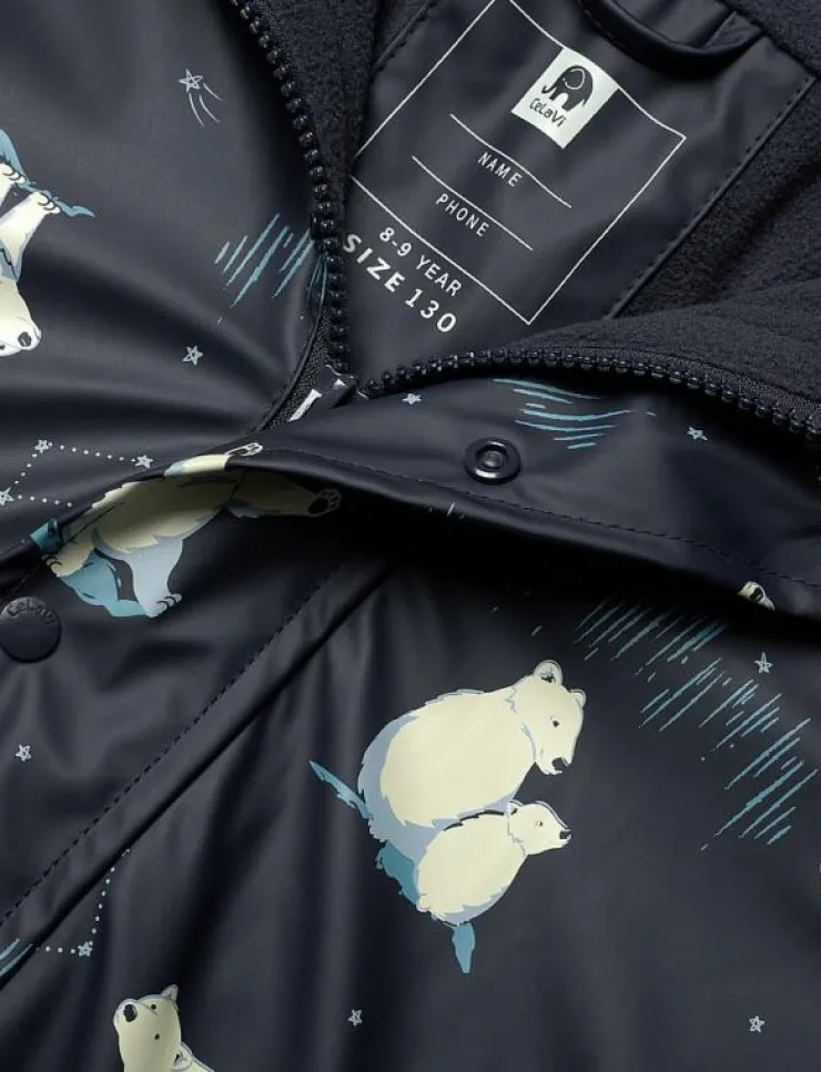 CeLaVi Rainwear Set - AOP, w. fleece - Regnställ|Barn Regnkläder