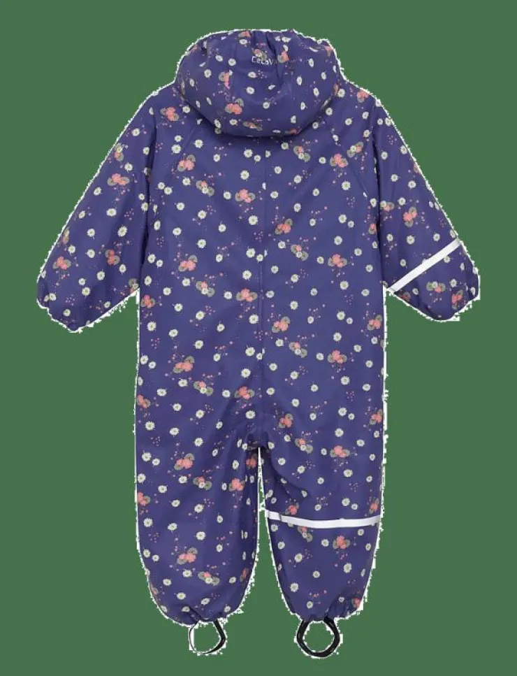 Barn CeLaVi Overaller|Rainwear Suit - AOP, w. fleece - Regnoveraller