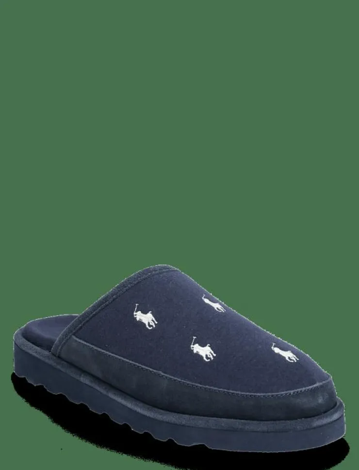 Polo Ralph Lauren Reade Suede-Trim Polo Pony Scuff Slipper - Inneskor| Inneskor