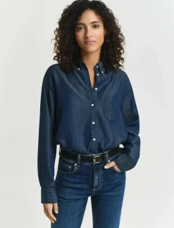GANT REL INDIGO SHIRT - Jeansskjortor|Kvinnor Denimkläder|Blusar & Skjortor
