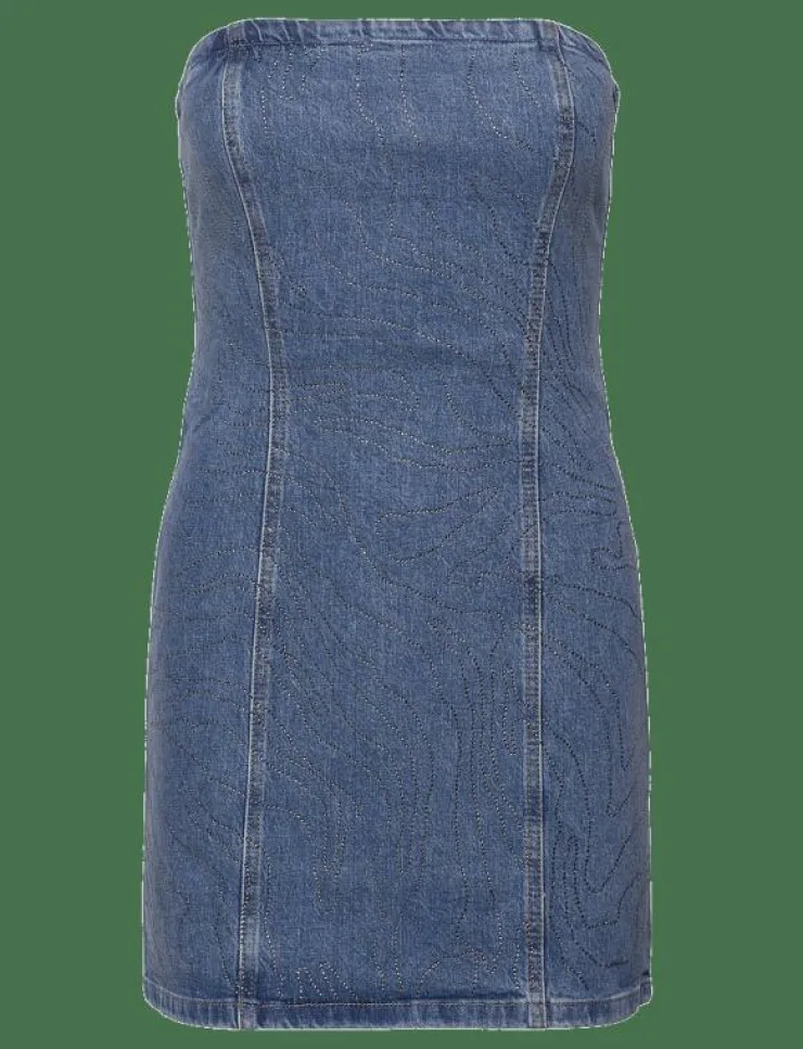 ROTATE Birger Christensen RHINESTONE DENIM DRESS - Korta klänningar|Kvinnor Klänningar