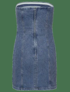 ROTATE Birger Christensen RHINESTONE DENIM DRESS - Korta klänningar|Kvinnor Klänningar