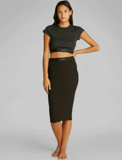 Kvinnor Calvin Klein T-Shirts & Toppar|RIB CROP TEE - Crop tops