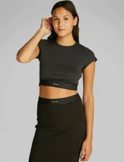 Kvinnor Calvin Klein T-Shirts & Toppar|RIB CROP TEE - Crop tops