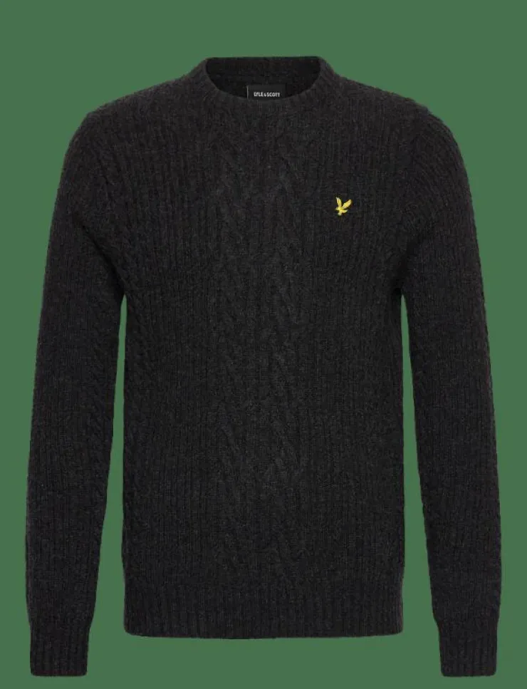 Lyle & Scott Ribbed Cable Knit Jumper - Rundhalsad| Stickat
