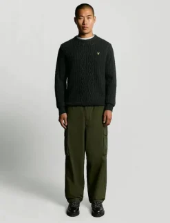 Lyle & Scott Ribbed Cable Knit Jumper - Rundhalsad| Stickat
