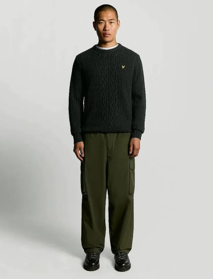 Lyle & Scott Ribbed Cable Knit Jumper - Rundhalsad| Stickat