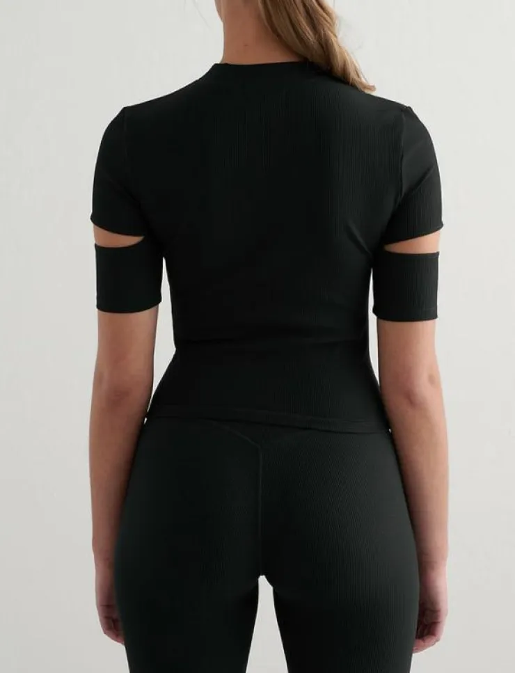 Kvinnor aim´n Toppar & T-Shirts|Ribbed Performance Cut-Out Top - T-Shirts