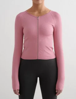 Kvinnor aim´n Jackor|Ribbed Seamless Zip Jacket - Sportjackor