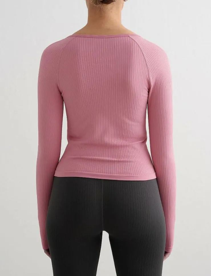 Kvinnor aim´n Jackor|Ribbed Seamless Zip Jacket - Sportjackor