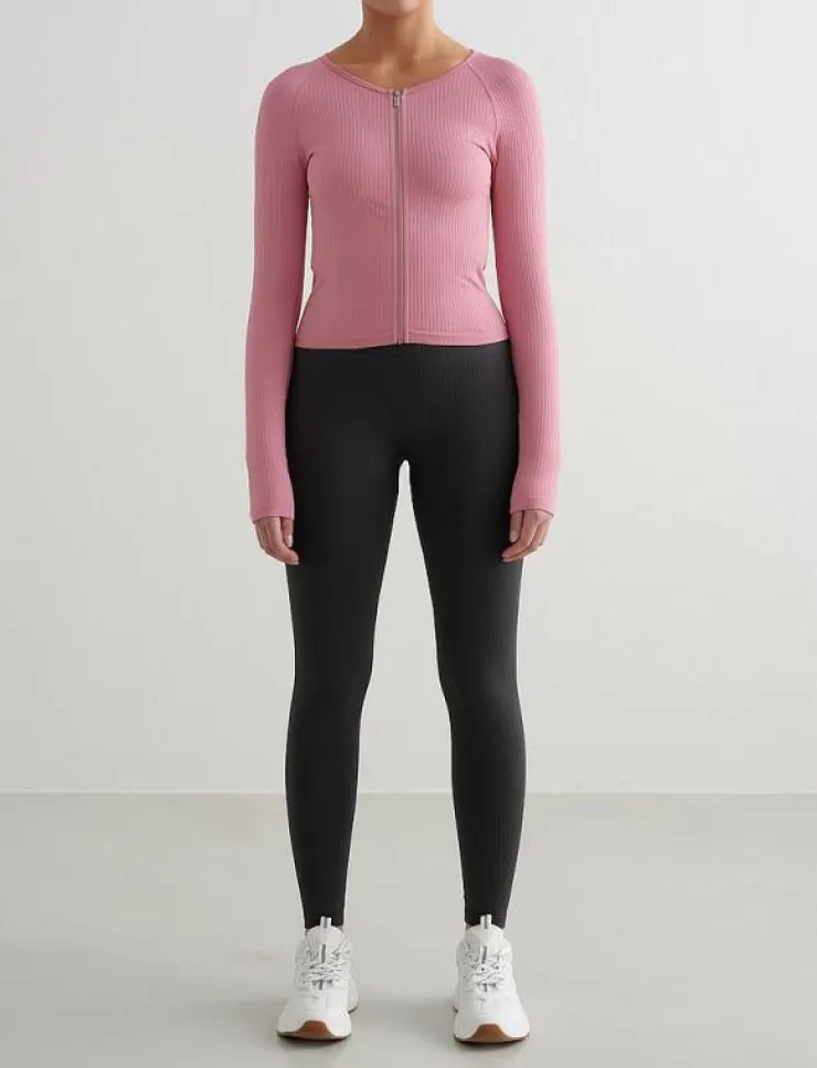 Kvinnor aim´n Jackor|Ribbed Seamless Zip Jacket - Sportjackor