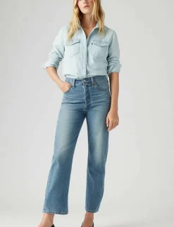 Kvinnor Levi's® Denimkläder|Jeans|RIBCAGE STRAIGHT ANKLE COOL IN - Vida byxor