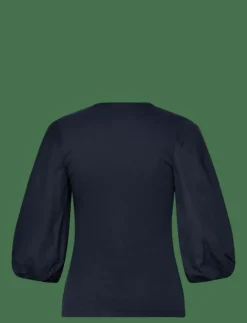 Lauren Ralph Lauren Rib-Knit Balloon-Sleeve Henley Top - T-shirts|Kvinnor Blusar & Skjortor|T-Shirts & Toppar