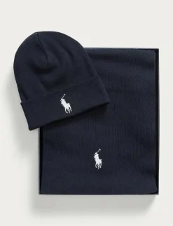Polo Ralph Lauren Sjalar & Halsdukar|Mössor & Hattar|Rib-Knit Cotton Beanie & Scarf Gift Set - Sjalar