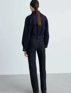 Kvinnor Mango Jumpsuits|Rinse-wash denim jumpsuit with belt - Jumpsuits