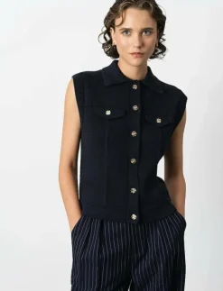 French Connection ROLAND KNIT COLLARED GILET - Stickade västar|Kvinnor Västar